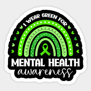 I Wear Green Mental Health Awareness Sticker